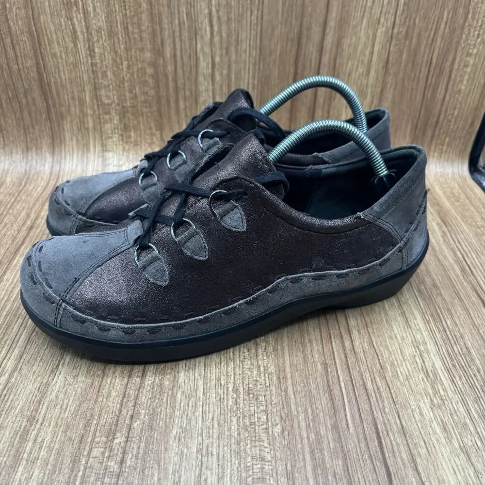 Ziera Allsorts Brown Gray Leather Lace Up Casual Comfort Shoes Size 43 w 12.5 US